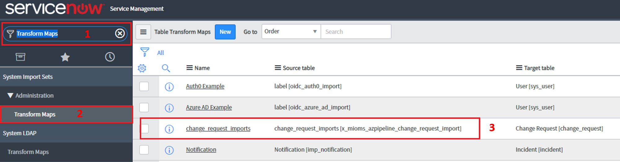 Select transform map